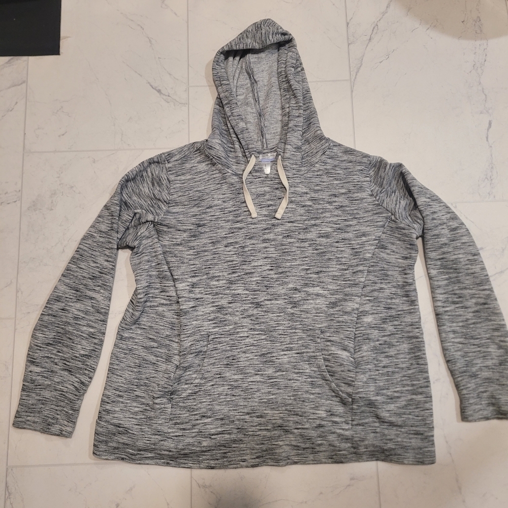 Motherhood Maternity Nursing Hoodie Sweater Zipper Heathered Gray Sz Large